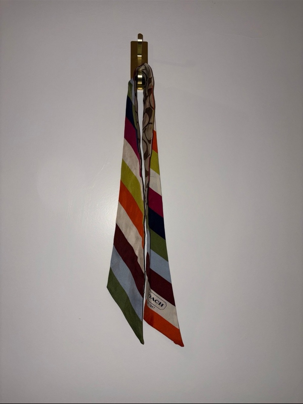 Coach Legacy Striped Silk Twilly Scarf
